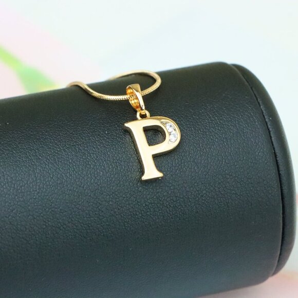 "Rose Gold Letter P Pendant with Crystals – 18K Gold Plated Charm, XPPT1365 - Picture 13 of 13